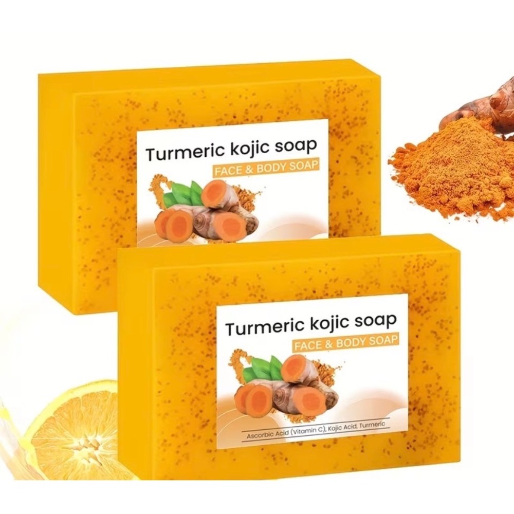 NEW Turmeric Kojic Acid Face & Body Soap Bar Set of 4 Brightening Exfoliating